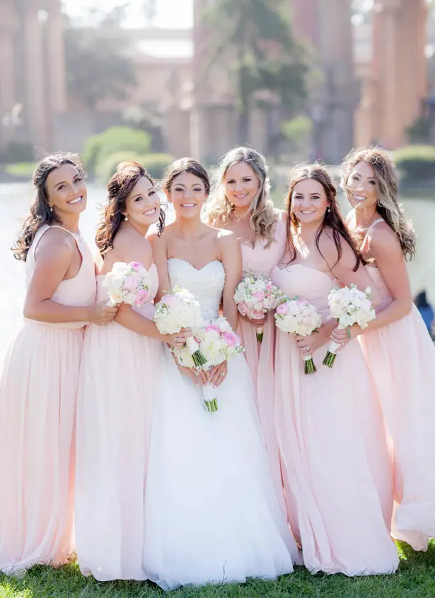 Blush Long Bridesmaid Dresses - Clane Gessel Photography