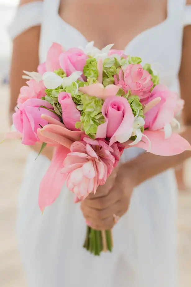 Pink tropical wedding bouquet - Karma Hill Photography