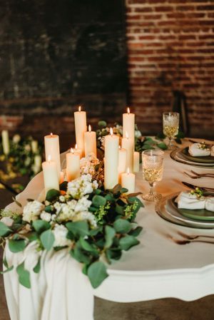 White Candle Wedding Table Centerpiece - Photography: Dewitt for Love LL