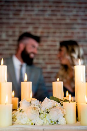 White Rose and Candle Centerpiece - Photography: Dewitt for Love LL