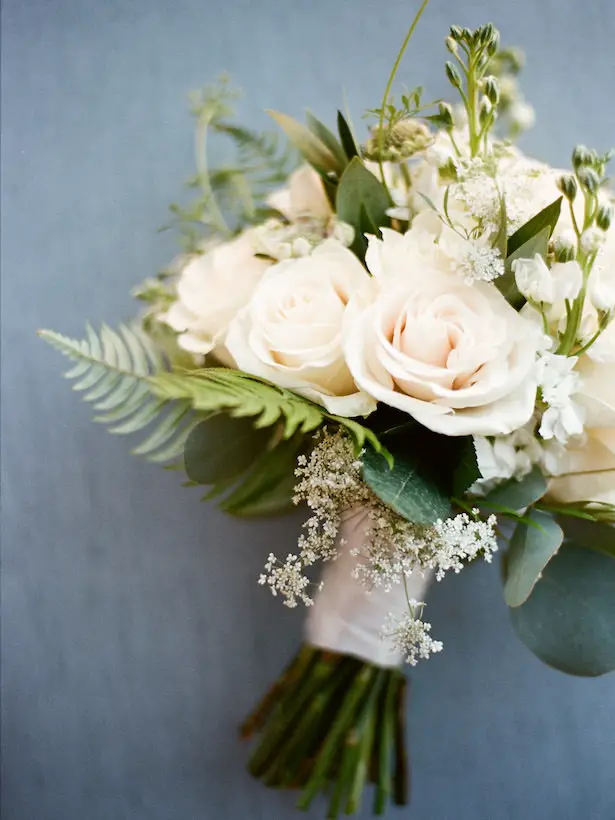 White rose and greenery wedding bouquet - Photography: Rochelle Louise
