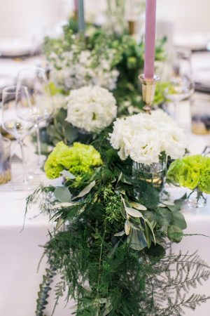 greenery wedding table garland - Nora Photography