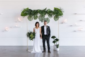 Minimalist Tropical Wedding Arch - J Wiley Photography