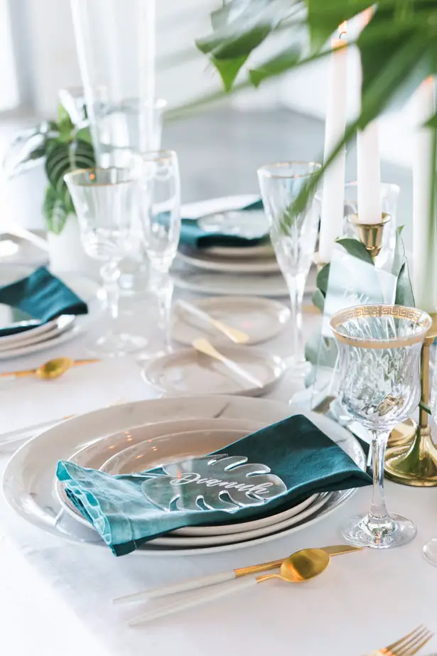 Tropical Wedding Table Place setting - J Wiley Photography