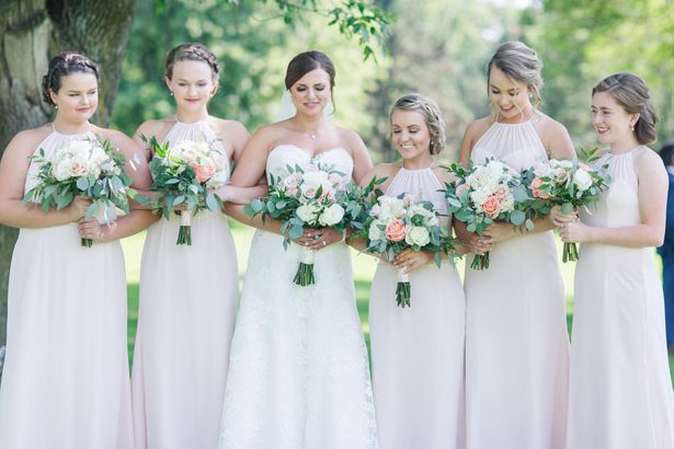 Long Blush Matching Bridesmaid Dresses - Alisha Marie Photography