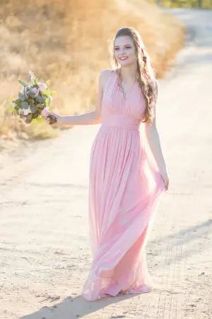 Long blush bridesmaid dress- Janita Mestre Photography