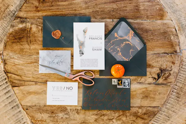 Modern Citrus Wedding Invitation - Holley Elizabeth Photography
