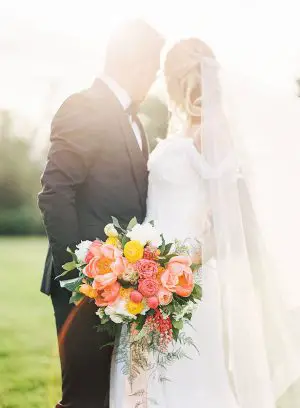 Romantic wedding photo and peony bouquet - Whitney Heard Photography