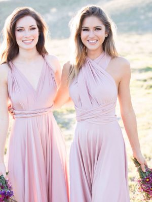 The Secrets Of Successful Mismatched Bridesmaid Dresses with Allure Bridals | Long light pink bridesmaids gowns