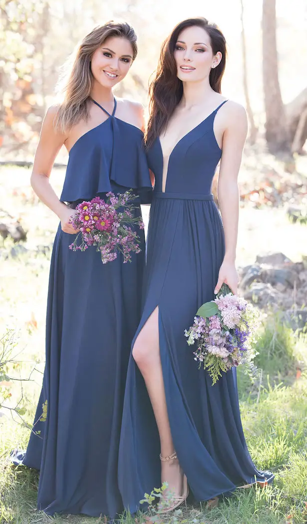 The Secrets Of Successful Mismatched Bridesmaid Dresses with Allure Bridals | Long Navy Blue Bridesmaids Gowns