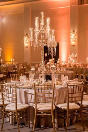 Crystal candelabra wedding tablescape - Photographer: Julia Franzosa