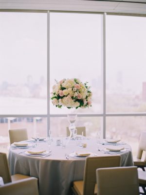 Light and Airy Tall Wedding Centerpiece - Anna Smith Photo