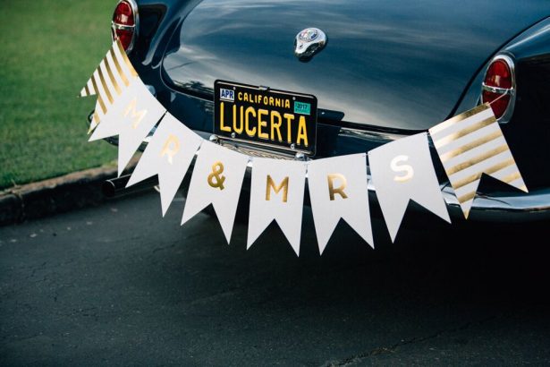 Gold Bridal Car Sign - Myrtle And Marjoram Photography