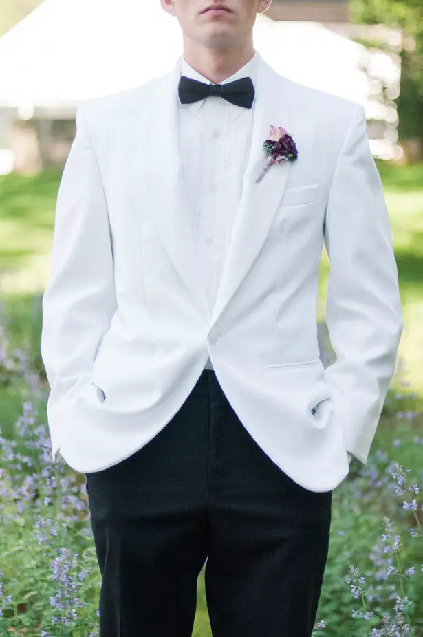 Grooms White Tuxedo Jacket - George and Claudia Photography