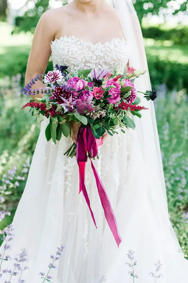 Purple and Pink Wild Wedding Bouquet - George and Claudia Photography