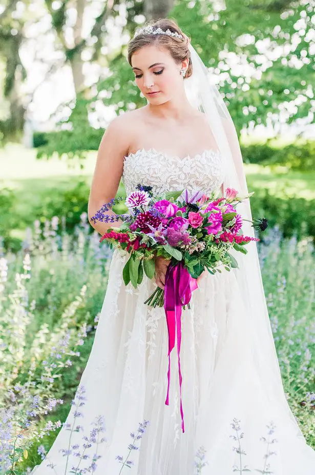 Purple and Pink Wild Wedding Bouquet - George and Claudia Photography