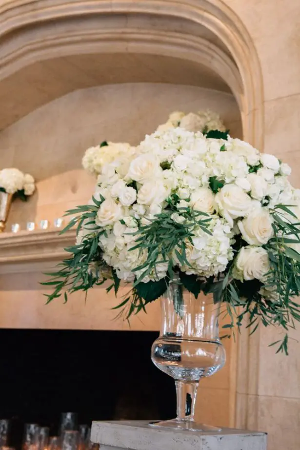 Tall Wedding Ceremony Flowers With White Hydrangeas - Myrtle And Marjoram Photography