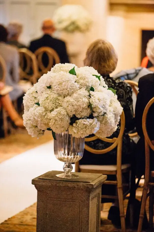 Wedding Ceremony Flowers White Hydrangeas - Myrtle And Marjoram Photography