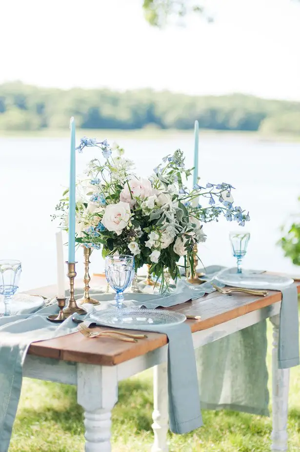 dusty blue wedding tablescape - George and Claudia Photography