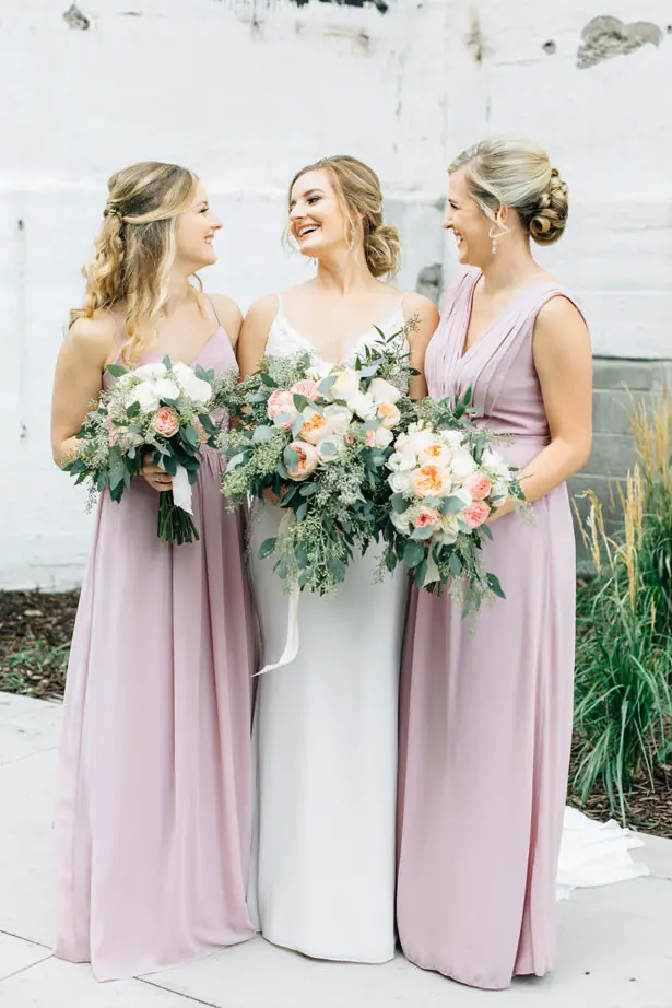 Long blush mismatched bridesmaid dresses- Justina Louise Photography