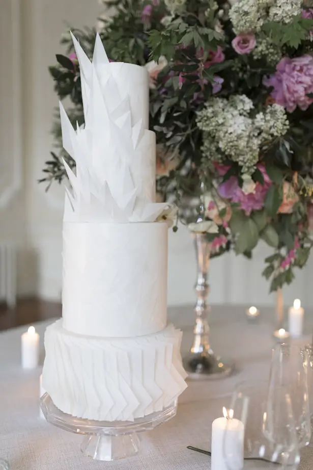 Modern White Wedding Cake - Sophie Lake Photography