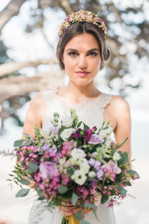 Purple and Gold Wedding Bouquet - Heike Moellers Photography