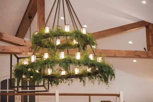 Wedding Chandelier with Greenery - Kathy Beaver Photography