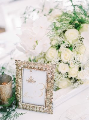 Wedding Table number with gold frame - Sergio So