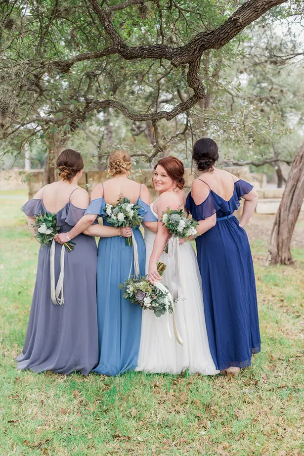 blue long bridesmaid dresses - Holly Marie Photography