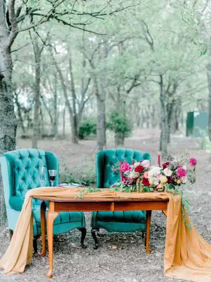jewel tone wedding sweetheart table - Rachel Elaine Photo