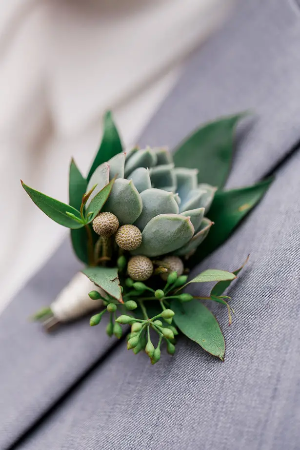 succulent boutenniere - Holly Marie Photography
