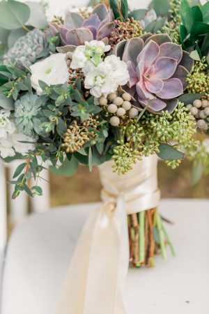 succulent organic wedding bouquet - Holly Marie Photography
