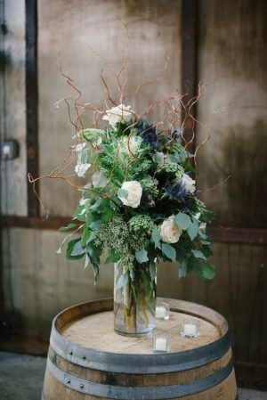 wine barrel wedding flowers - Williamsburg Photo Studios