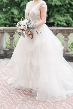 Ball gown wedding dress with layered skirt - Lynne Reznick Photography
