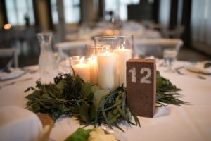 Industrial Glam Wedding Centerpiece with greenery and candles - Alice Hq Photography