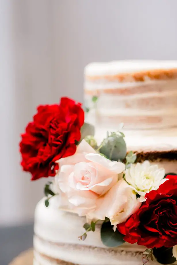 wedding cake with roses - XO and Fetti Photography