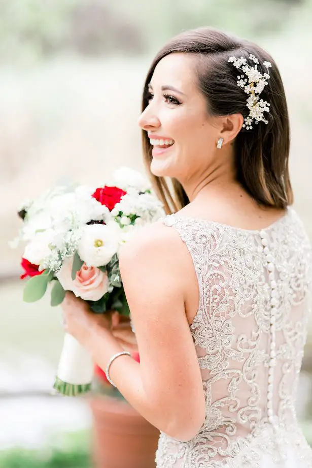 white and red wedding bouquet - XO and Fetti Photography
