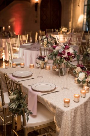 Burgundy and gold wedding sweetheart tablescape- Cat Pennenga Photography
