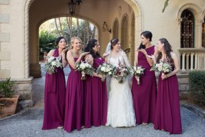 Dark purple burgundy long mismatched bridesmaid dresses- Cat Pennenga Photography