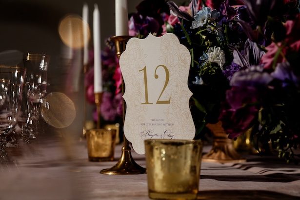 Gold Wedding Table Number -Sherri Barber Photography