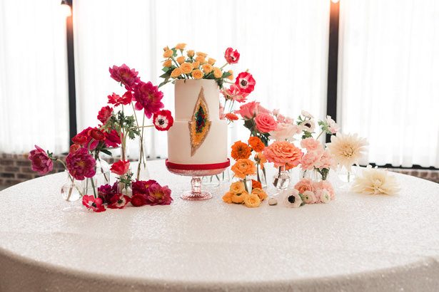Rainbow Ombré Inspired Wedding cake table - Swish + Click Photography