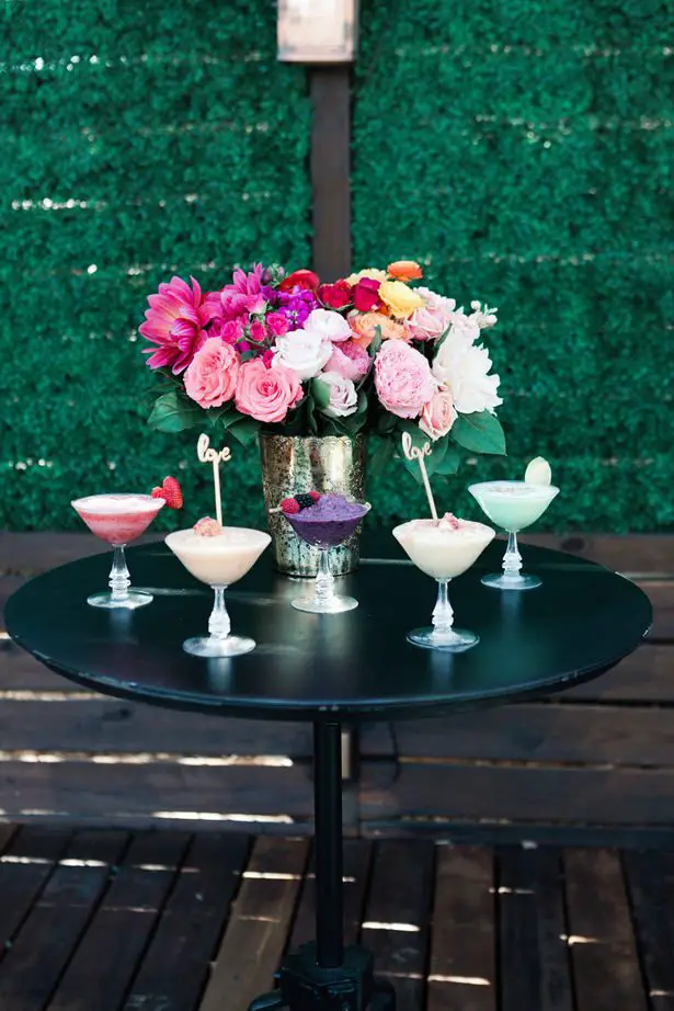 Rainbow Ombré Inspired Wedding tablescape and cocktails- Swish + Click Photography