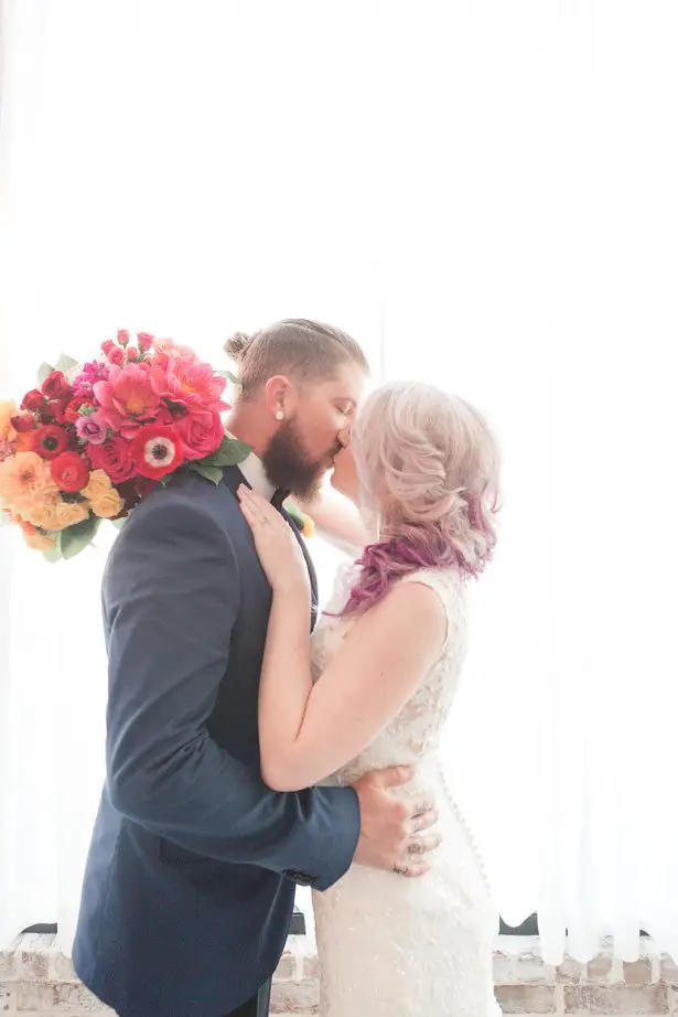 Romantic wedding photo |Rainbow Ombré Wedding Inspiration- Swish + Click Photography