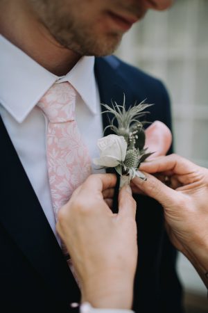Wedding suit and boutonniere for groom - Kendra Harper Photography