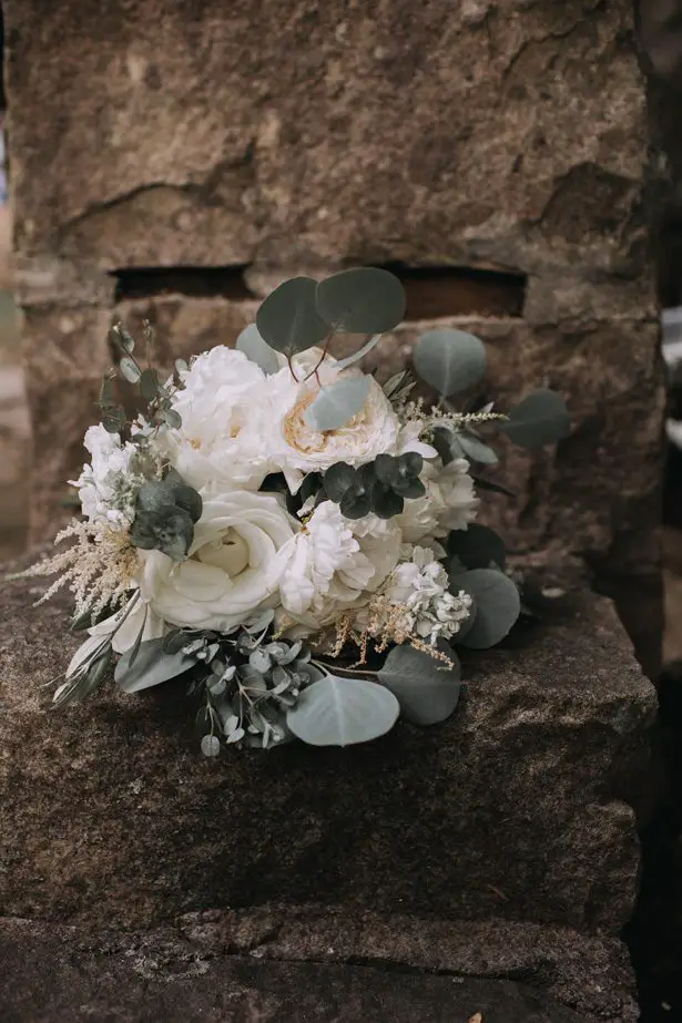 White and greenery wild wedding bouquet - Kendra Harper Photography