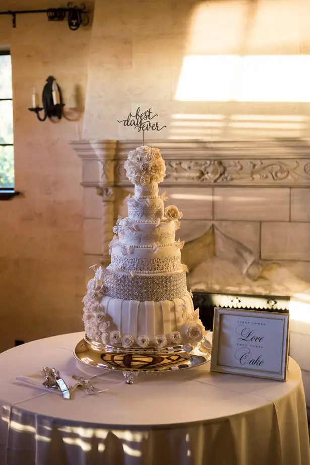 White luxury wedding cake- Cat Pennenga Photography