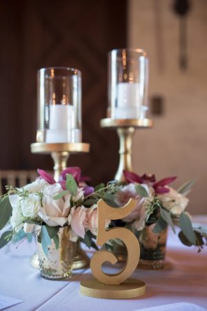 gold wedding table number- Cat Pennenga Photography
