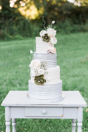 gorgeous white and gray wedding cake - Sarah Sunstrom Photography