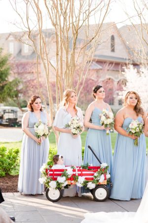mis matched dusty blue bridesmaid dresses - Bethanne Arthur Photography