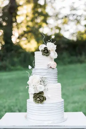 white and gray wedding cake - Sarah Sunstrom Photography